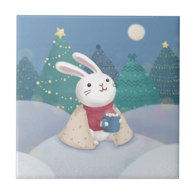 Merry Christmas: Bunny Illustration Tile (Front)