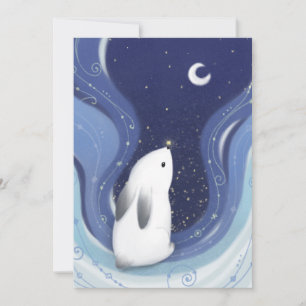 Merry Christmas: Bunny, the Moon & Stars Invitation