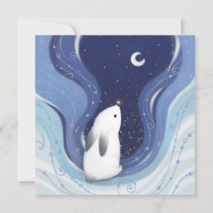 Merry Christmas: Bunny, the Moon & Stars Invitation
