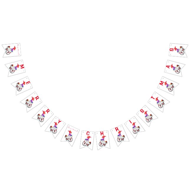 Merry Christmas Bunting Flags with Gnome withGifts (All)