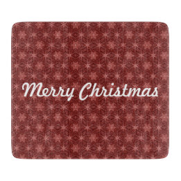Merry Christmas Burgundy Country Star Pattern Cutting Board