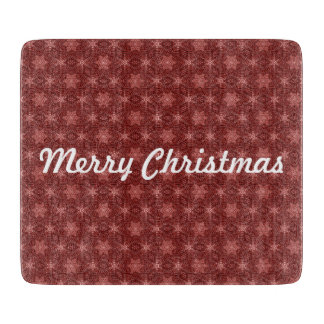 Merry Christmas Burgundy Country Star Pattern Cutting Board