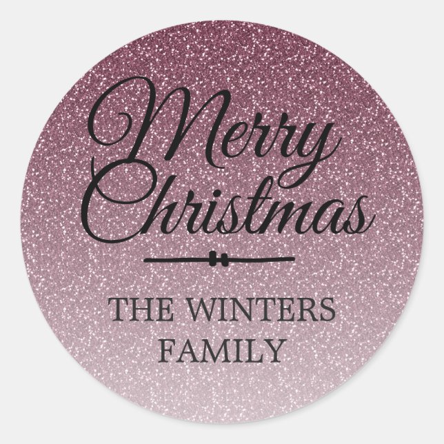 Merry Christmas Burgundy Glitter Envelope Seal (Front)