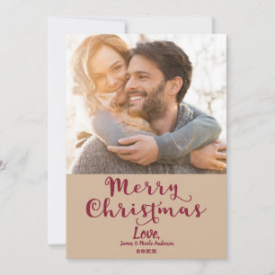 Merry Christmas Burgundy Whimsical Holiday Photo Card