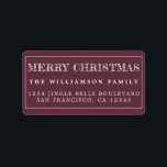 Merry Christmas Burgundy White Return Address Label<br><div class="desc">Add some extra cheer to your holiday cards and invitations with our festive Merry Christmas return address labels. This stylish Christmas design features 'Merry Christmas' in white handwritten modern typography on a burgundy background. Simply add your name and address. Exclusively designed for you by Happy Dolphin Studio. If you need...</div>