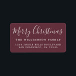 Merry Christmas Burgundy White Return Address Label<br><div class="desc">Add some extra cheer to your holiday cards and invitations with our festive Merry Christmas return address labels. This stylish Christmas design features 'Merry Christmas' in white handwritten chic script calligraphy on a burgundy background. Simply add your name and address. Exclusively designed for you by Happy Dolphin Studio. If you...</div>
