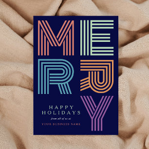 Merry Christmas Business Logo Colourful Typography Holiday Card