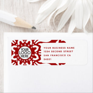  Merry Christmas Business Logo Snowflake Red White