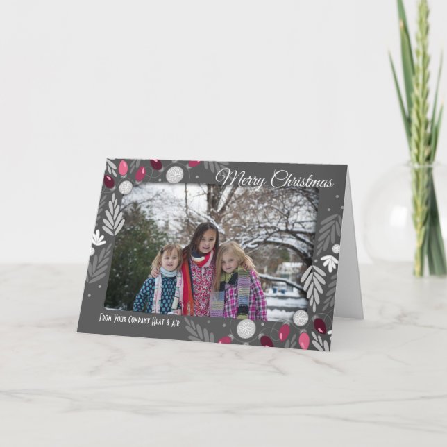 Merry Christmas Business Name and Photo Holiday Card (Front)