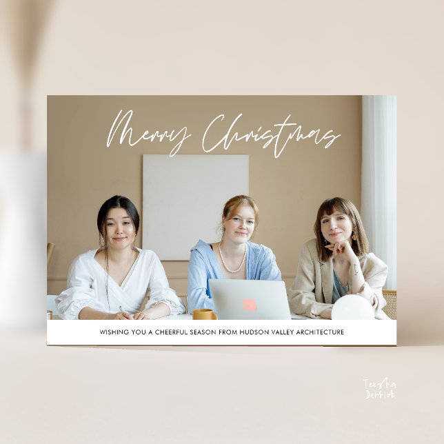 Merry Christmas Business Team Photo  Holiday Card (Merry Christmas Business Team Photo Holiday Card Modern Minimal Cozy theme)