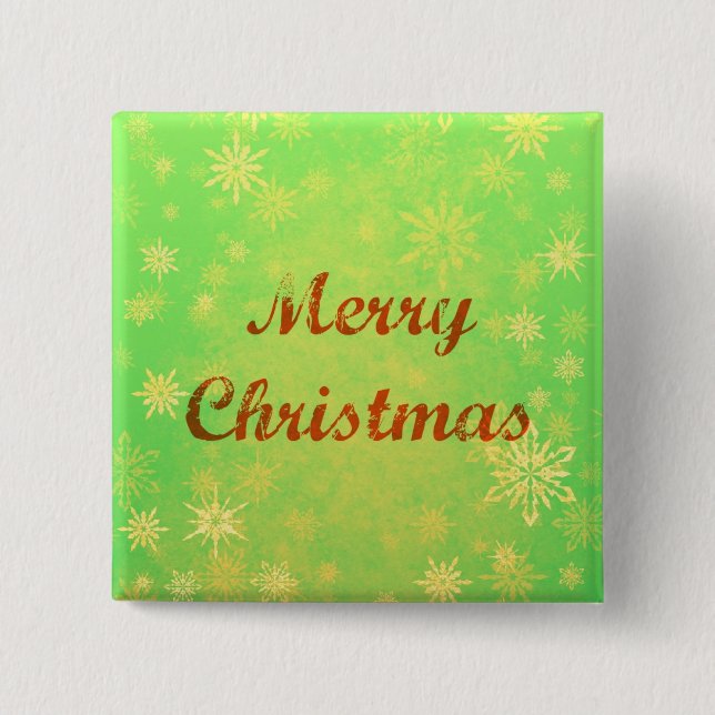 Merry Christmas Button - Festive Green Background (Front)