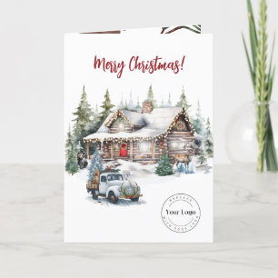 Merry Christmas Cabin Business Logo Holiday Card
