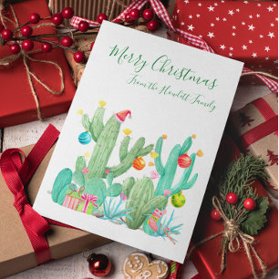 Merry Christmas Cacti Desert Cactus Southwest Holiday Postcard