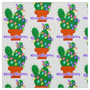 merry christmas cactus fabric