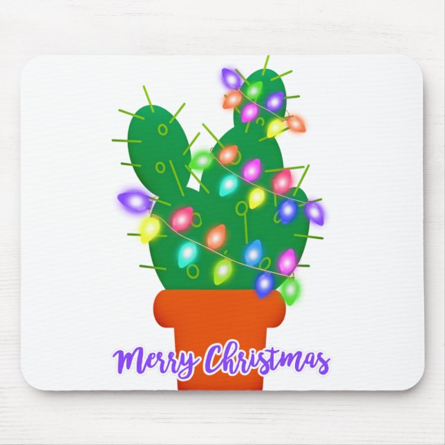 merry christmas cactus mouse pad (Front)