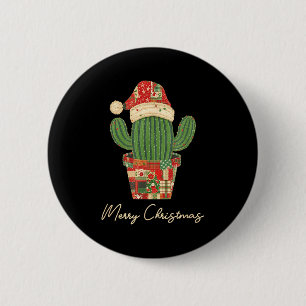 Merry Christmas Cactus Patchwork Quilt  6 Cm Round Badge