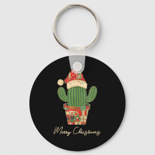 Merry Christmas Cactus Patchwork Quilt  Key Ring