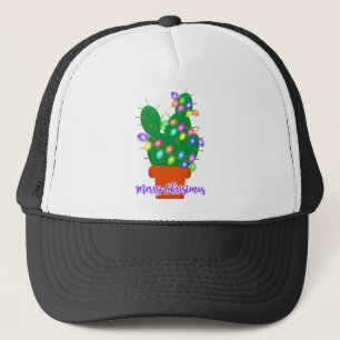merry christmas cactus trucker hat