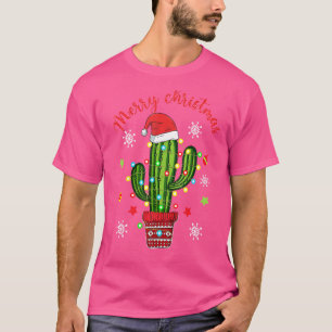 Merry Christmas Cactus With Santa Hat Light Christ T-Shirt
