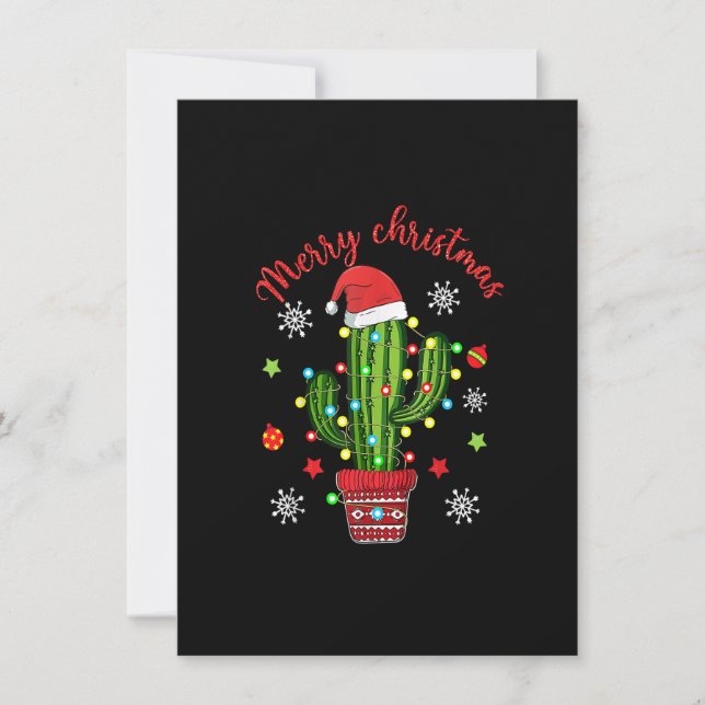 Merry Christmas Cactus With Santa Hat Light Funny  Invitation (Front)