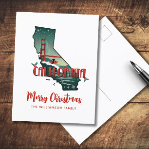 Merry Christmas California State Holiday Postcard