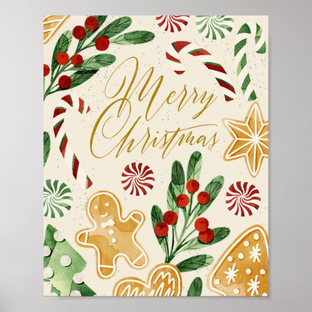 Merry Christmas Calligraphy and Decorations (Front)