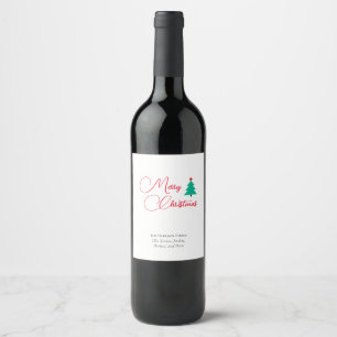 Merry Christmas Calligraphy Customisable Wine Label
