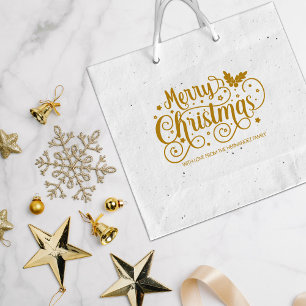 Merry Christmas Calligraphy Decorated, Large Rubber Stamp