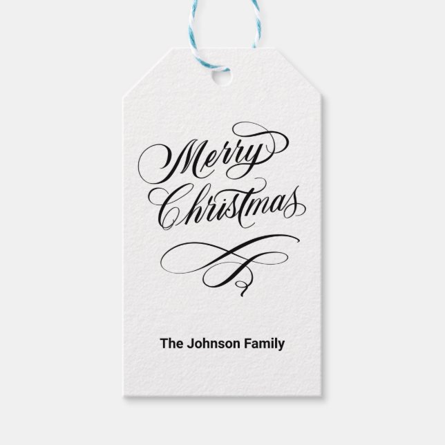 Merry Christmas Calligraphy Gift Tags (Front)