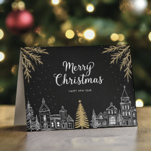 Merry Christmas Calligraphy Holiday Folded Card