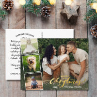 Merry Christmas Calligraphy Photo Collage, Gold