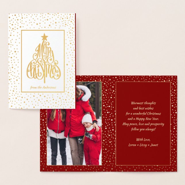 Merry Christmas. Calligraphy Photo  Foil Card (Display)