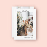 Merry Christmas Calligraphy Photo Holiday Card<br><div class="desc">**Personalized Minimalist Christmas Greeting Card** Celebrate the festive season with a touch of personal elegance. Introducing our minimalist Christmas greeting card, designed exclusively for those who appreciate simplicity with a hint of nostalgia. On the front, showcase your cherished photo, creating a sentimental focal point. Above your image, the phrase "Merry...</div>