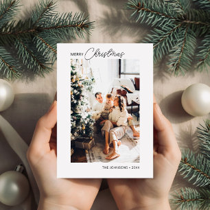Merry Christmas Calligraphy Photo Holiday Card