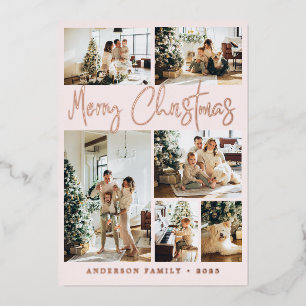 Merry Christmas Calligraphy Photo Rose Gold