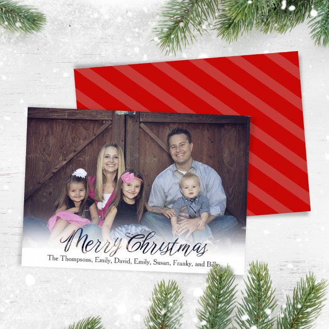Merry Christmas Calligraphy Photo Script Holiday Card (Merry Christmas whimsical script photo card)