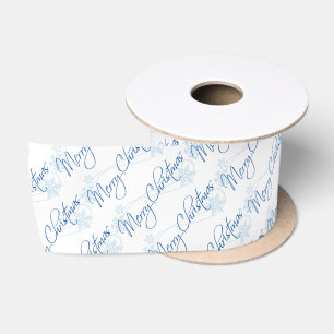 Merry Christmas Calligraphy Satin Ribbon