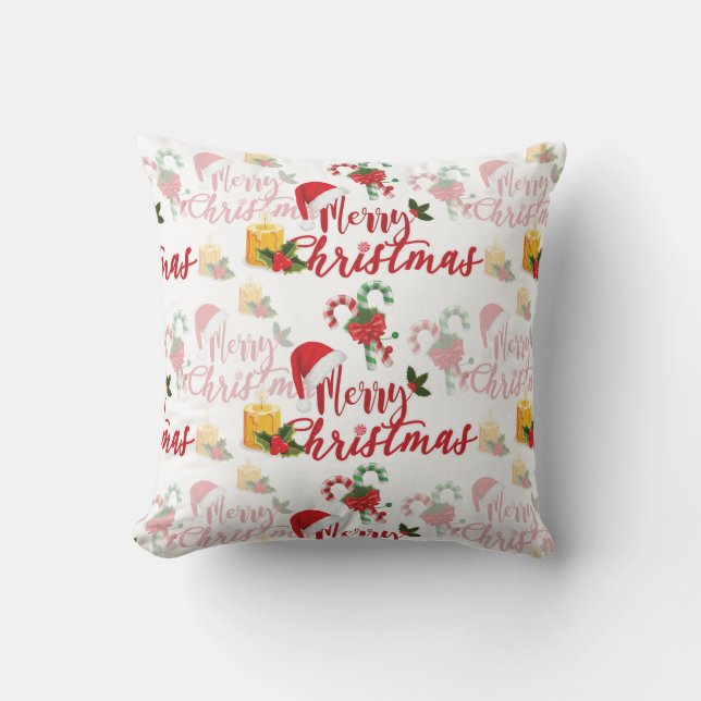 Merry Christmas Calligraphy Script Cushion (Front)