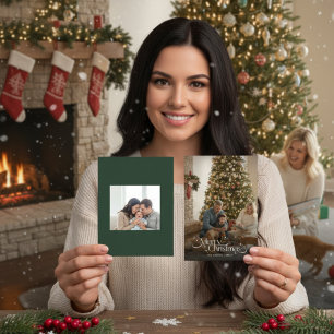 Merry Christmas Calligraphy Script Family Photo Holiday Card