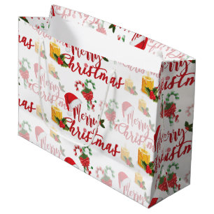 Merry Christmas Calligraphy Script Large Gift Bag