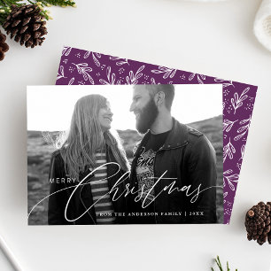 Merry Christmas Calligraphy Script Overlay Photo Holiday Card