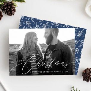 Merry Christmas Calligraphy Script Overlay Photo Holiday Card