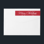 Merry Christmas Calligraphy Script Red Custom Wrap Around Label<br><div class="desc">Send your cards in style with these Merry Christmas custom return address labels featuring a calligraphy script font set against a red background.  Easily change the background colour by clicking on the "customise it" button and then the small eye dropper.</div>