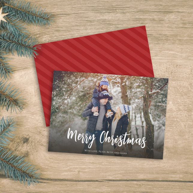 Merry Christmas Calligraphy Script Simple Photo Holiday Card (Creator Uploaded)