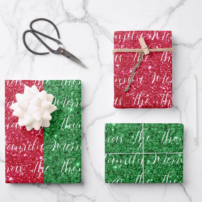 Merry Christmas Calligraphy Script Wrapping Paper Sheet (Front)