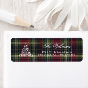 Merry Christmas Calligraphy Tree Return Address