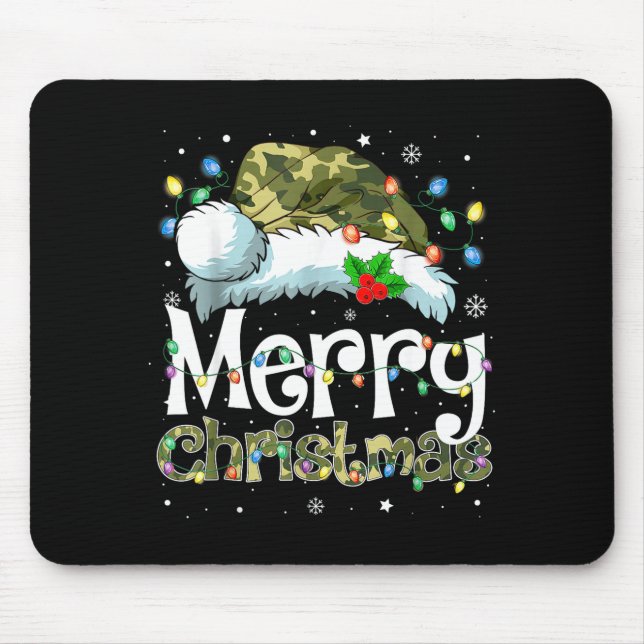 Merry Christmas Camouflage Santa Hat Xmas Family M Mouse Pad (Front)