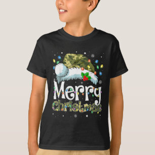 Merry Christmas Camouflage Santa Hat Xmas Family M T-Shirt