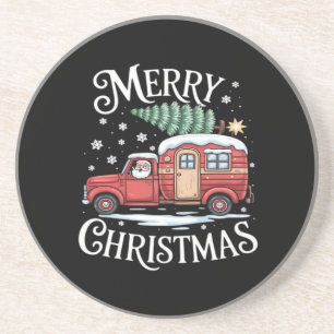 Merry Christmas Camping Cute Santa Claus Truck Ess Coaster