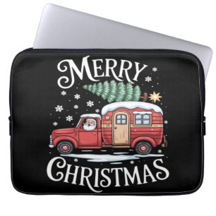 Merry Christmas Camping Cute Santa Claus Truck Ess Laptop Sleeve